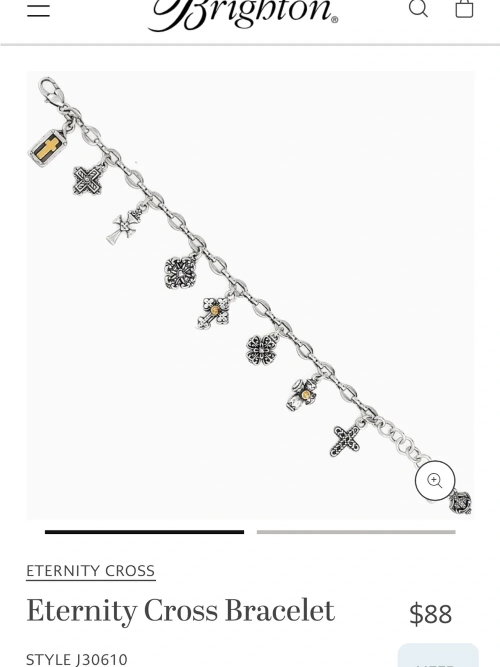Brighton gold and silver cross set earrings necklace and cross bracelet